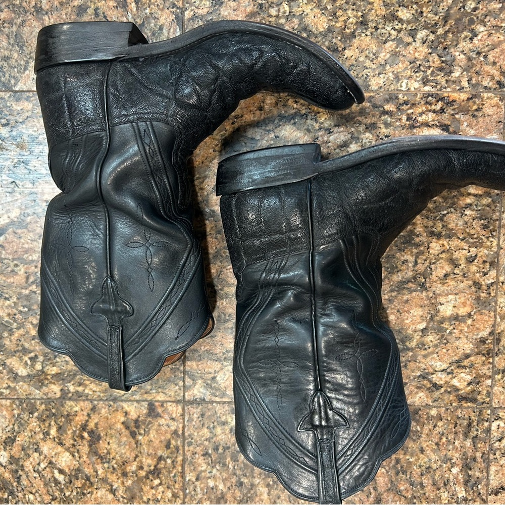 Men's Vintage Black Elephant Cowboy Boots - Picture 8 of 16